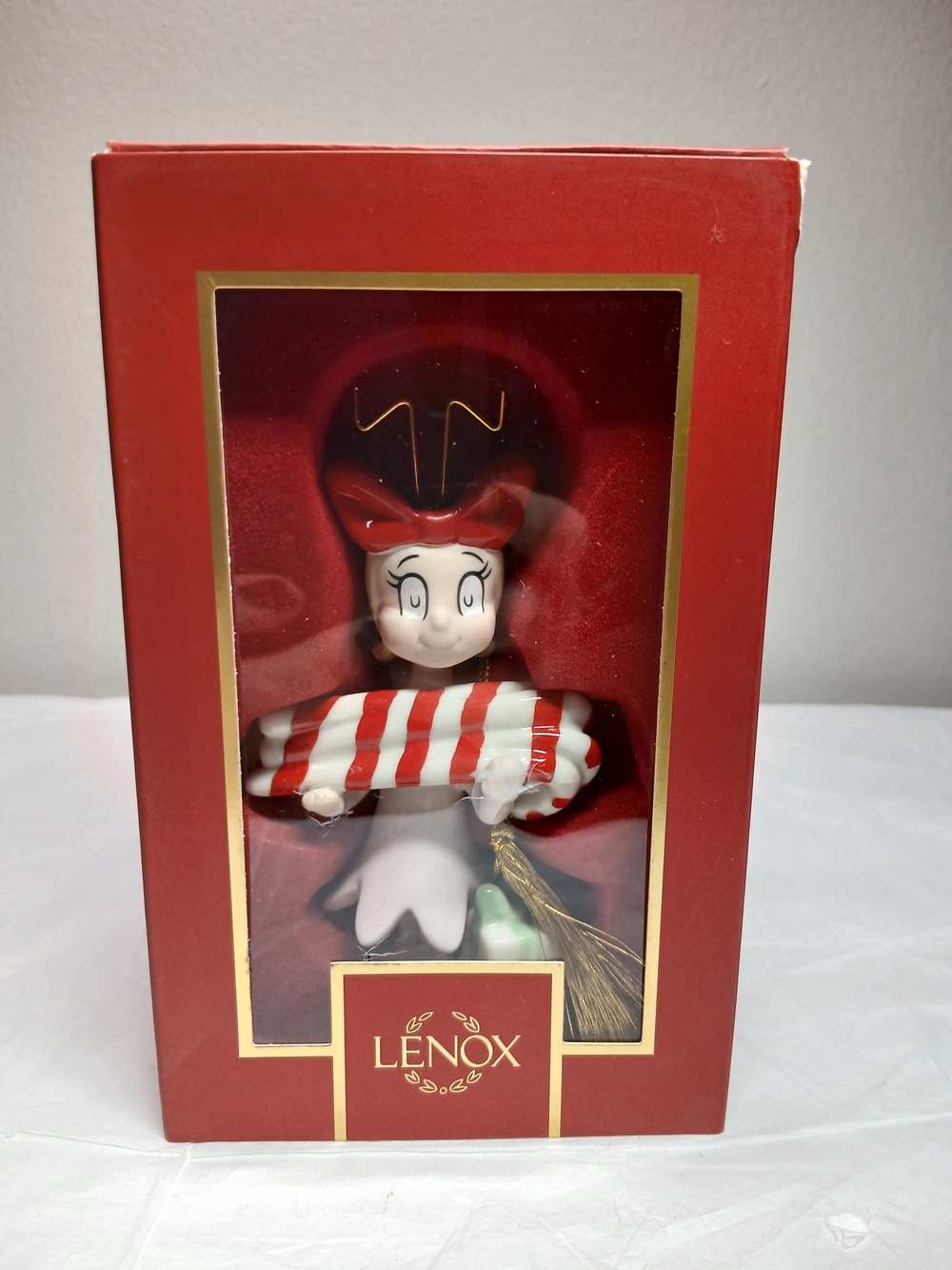 Lenox Cindy LouWho Red White and Gold Candy Cane Elf Holiday Ornament New In Box